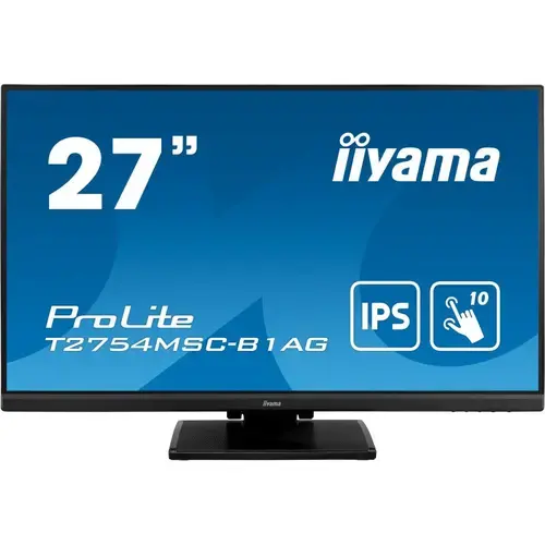 Monitor IPS LED iiyama ProLite 27inch T2754MSC-B1AG, FullHD (1920x1080), VGA, HDMI, Touchscreen, Boxe (Negru)