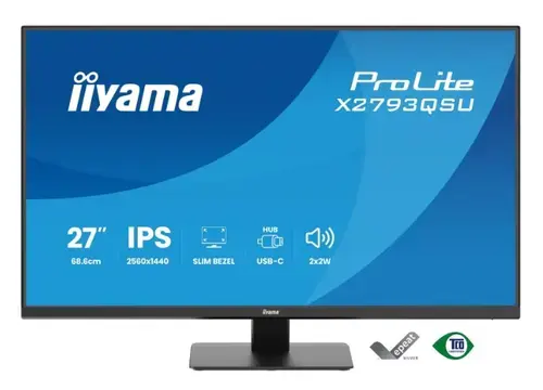 Monitor IPS LED Iiyama ProLite 27inch X2793QSU-B1, QHD (2560 x 1440), HDMI, DisplayPort, Boxe, 75 Hz, 1 ms (Negru)