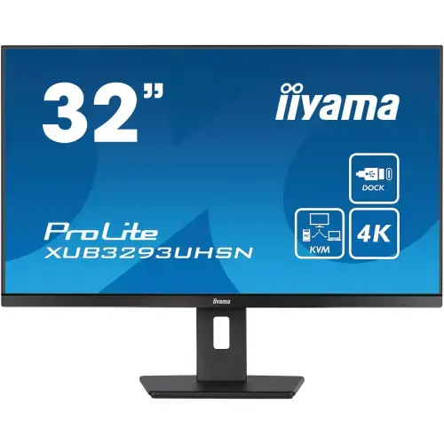 Monitor IPS LED IIYAMA ProLite 31.5inch XUB3293UHSN-B5LED, UHD (3840 x 2160), HDMI, DisplayPort, Pivot, 4 ms (Negru)