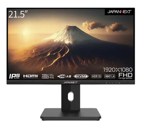 Monitor IPS LED JAPANNEXT 21.5inch JN-I215FLFHSP-C65W, Full HD (1920 x 1080), HDMI, Boxe, Pivot (Negru)