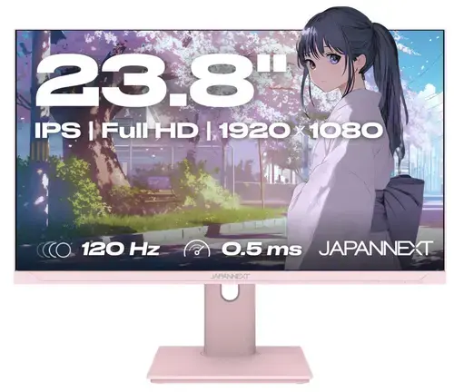 Monitor IPS LED JAPANNEXT 23.8inch JN-I238FHD120F-HSP-PK, Full HD (1920 x 1080), VGA, HDMI, Boxe, 120 Hz, 0.5 ms (Roz)