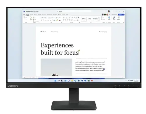 Monitor IPS LED Lenovo 23.8inch L24-41, Full HD (1920 x 1080), VGA, HDMI, 100 Hz, 4 ms (Negru)