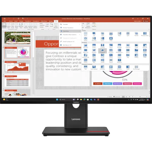 Monitor IPS LED, Lenovo ThinkVision 27", T27-40, Full HD 1920 x 1080, VGA, HDMI, DisplayPort, Negru