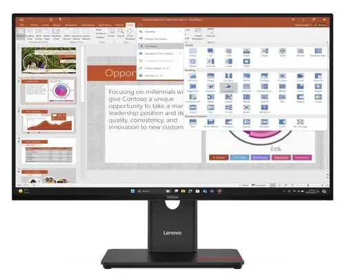Monitor IPS LED Lenovo ThinkVision 27inch T27-40, Full HD (1920 x 1080), VGA, HDMI, DisplayPort, Pivot (Negru)