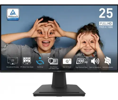 Monitor IPS LED MSI 24.5inch PRO MP252, Full HD (1920 x 1080), HDMI, DisplayPort, Boxe, 100 Hz, 1 ms (Negru)
