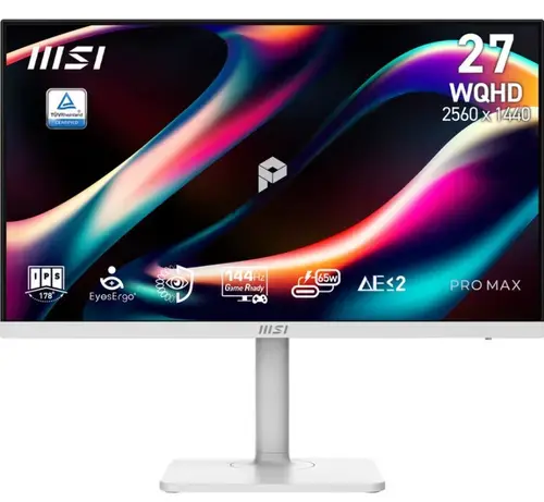 Monitor IPS LED MSI 27inch PRO MAX 271QPHW E14, WQHD (2560 x 1440), HDMI, DisplayPort, Boxe, Pivot, 144 Hz, 1 ms (Alb)