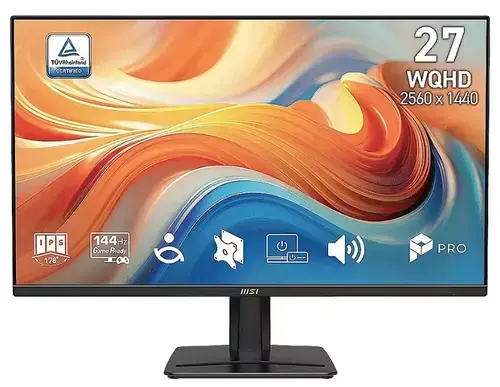 Monitor IPS LED MSI 27inch PRO MP275Q E14, WQHD (2560 x 1440), HDMI, DisplayPort, Boxe, 144 Hz, 1 ms (Negru)