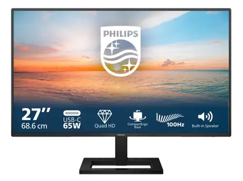 Monitor IPS LED Philips 27inch 27E1N1600AE/00, QHD (2560 x 1440), HDMI, Boxe, 100 Hz, 1 ms (Negru)