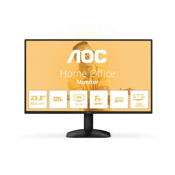 Monitor LED AOC 24B31H, 23.8", FHD, IPS, 120Hz, 4ms GtG, 1ms MPRT, Antiglare, Adaptive Sync, Flicker-Free, Low Blue Mode, Negru