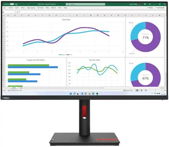 Monitor Lenovo - ThinkVision T32h-30, 31.5'', IPS, Anti-Glare, USB Hub, negru