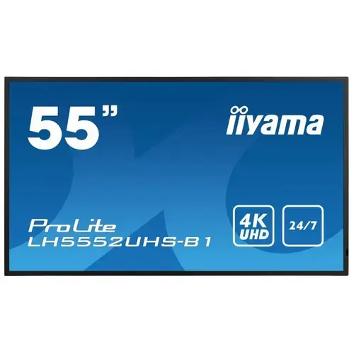 Monitor pentru urmarirea traficului de date in timp real iiyama ProLite Digital Signage 49.5inch LH5552UHS-B1, cu suport de perete inclus HAMA 118125