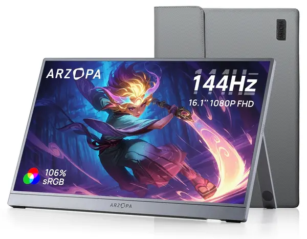 Monitor portabil Arzopa - Z1FC, 16,1'', FHD, IPS, 144Hz, gri