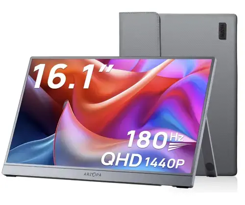 Monitor Portabil IPS LED Arzopa 16.1inch Z3FC, QHD (2560 x 1440), Mini HDMI, USB-C, 180 Hz (Gri)