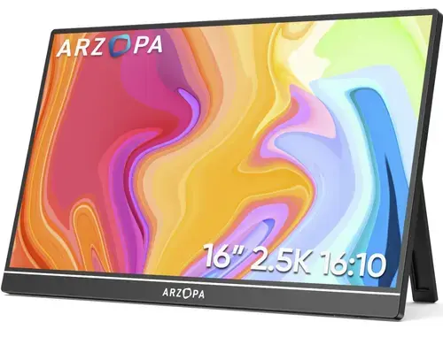 Monitor Portabila IPS LED Arzopa 16inch Z1RC, QHD (2560x1600), Mini HDMI, USB-C, Boxe (Negru)