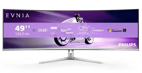 Monitor QD-OLED Philips 48.8inch 49M2C8900L/00, DQHD (5120 x 1440), HDMI, DisplayPort, 144 Hz, 0.03 ms (Argintiu)