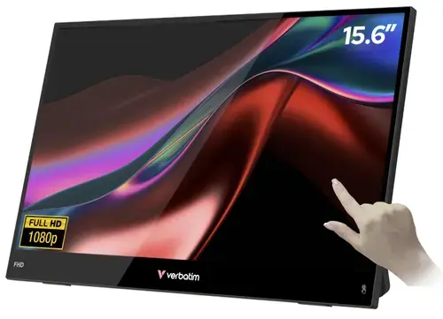 Monitor Tactil Portabil IPS LED Verbatim 15.6inch Light, Full HD (1920 x 1080), mini HDMI, Boxe (Negru)