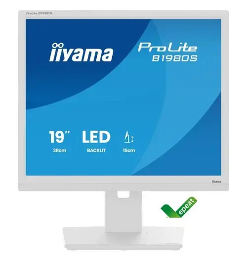 Monitor TN LED iiyama 19inch B1980S-W1, HDMI, DisplayPort, 3ms, Boxe, Pivot (Alb)