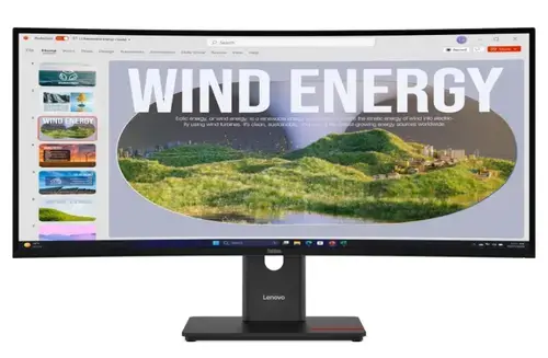 Monitor VA LED Lenovo Thinkvision 34inch T34WD-40, WQHD (3440 x 1440), HDMI, DisplayPort, Ecran curbat, 120 Hz, 4 ms (Negru)