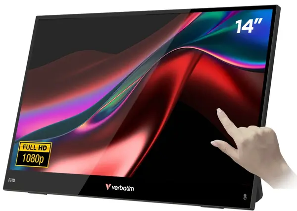 Monitor Verbatim - Portable Touch,14", FHD, LIGHT, negru