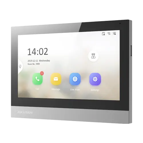 Monitor videointerfon TCP/IP, TFT 7 inch touch screen, WiFi, PoE, Alarma IN - HIKVISION DS-KH8380-WTE1