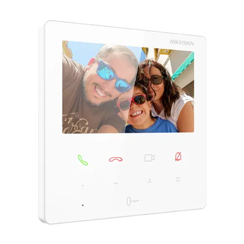 Monitor videointerfon TCP/IP, TFT LCD 4.3 inch touch screen 9 butoane, PoE, WiFi, Alb - HIKVISION DS-KH6110-WE1-White
