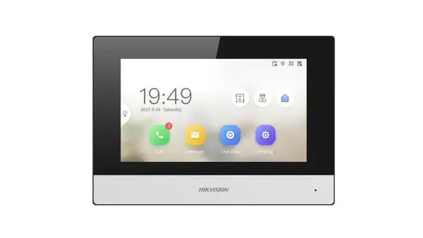 Monitor videointerfon TCP/IP, Wi-Fi, 2 fire, ecran 7 inch, touch screen, microfon, difuzor, Hikvision DS-KH6320Y-WTE2