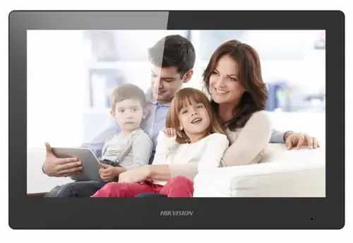 Monitor videointerfon WIFI modular 10inch color Hikvision DS-KH8520-WTE1/EU; ecran LCD 10inch color cu touch screeen, rezolutie ecran 1024 ×600; design modern; Conectivitate: Retea wireless: Wi-Fi 802.11b/g/n; Network:10/100 Mbps self adaptive network