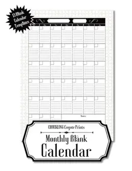 Monthly Blank Calendar: 8.5x11 Undated Calendar Fillable Templates for Office, School or Home, Sun-Sat, Pages For Notes And To-Do Agenda/***