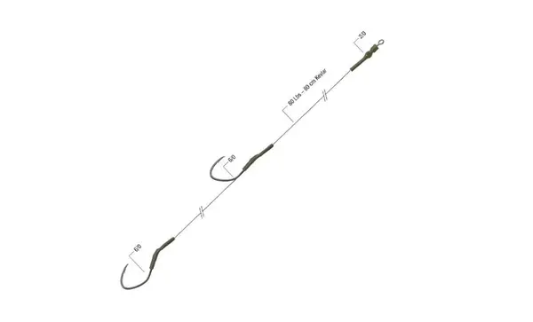 Montura pentru somn / Cat double win cu doua carlige marimea , fir kevlar 80cm, 80lbs, vartej marimea 2/0