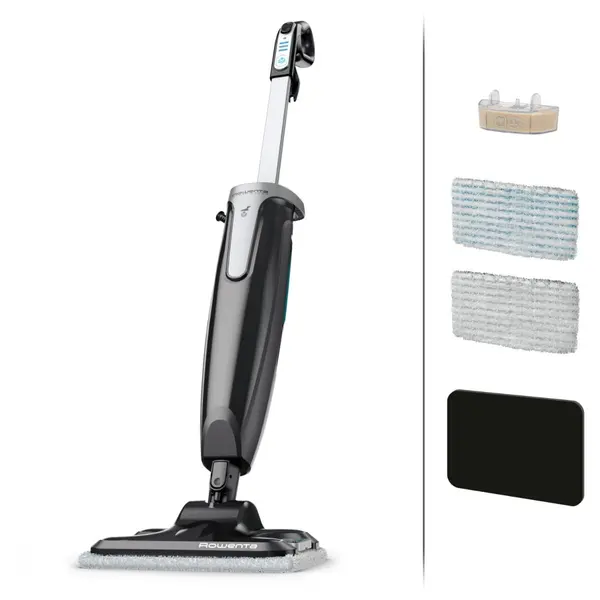 Mop cu abur Rowenta Steam Power RY6555WH 1200W 0.6L filtru anticalcar 3 setari de reglaj al aburului Negru/Albastru