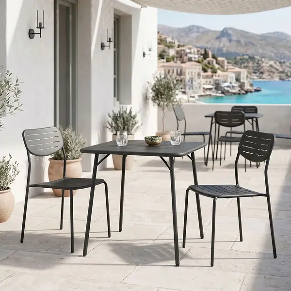 Moraja Deraby I set 3 piese negru metal, 70x70x73 cm