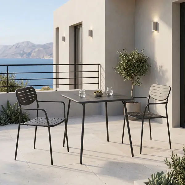 Moraja Deraby set 3 piese negru metal, 70x70x73 cm