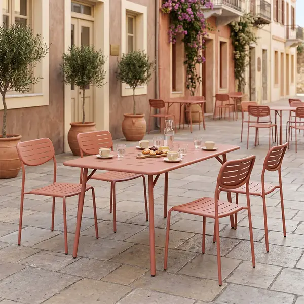 Moraja Deraby Ι set 5 piese terracotta metal, Teracotă, 140x80x72 cm