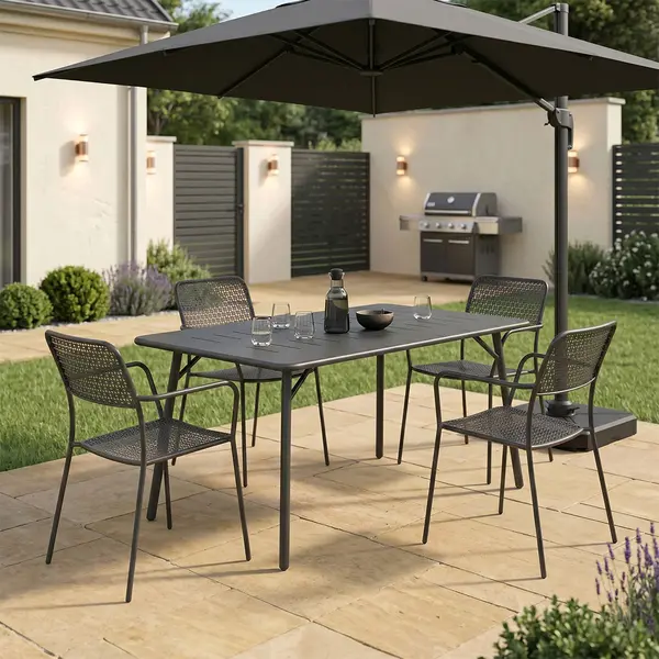 Moraja Federal set 5 piese negru metal, 140x80x72 cm