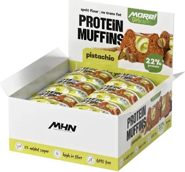 More Delicious Protein Muffin, fistic, 12 bucăți × 60 g, More Healthy Nutrition