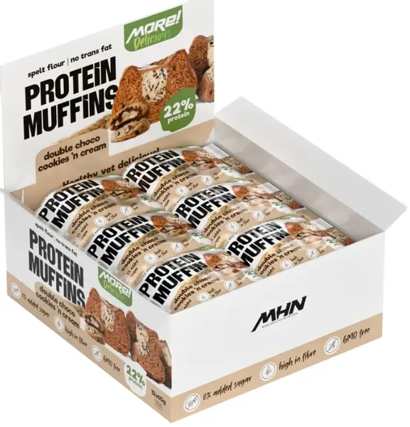 More Delicious Protein Muffin, fursecuri și cremă, 12 buc х 60 g, More Healthy Nutrition