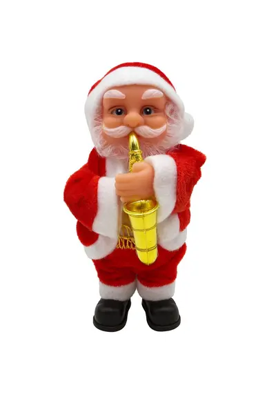 Mos Craciun muzical cu saxofon - figurina decorativa Craciun, 17cm