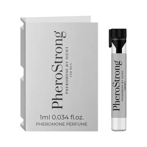 Mostră parfum cu feromoni PHEROSTRONG By Night For Men, pentru bărbați, note de grepfrut, mandarină și patchouli, 1 ml