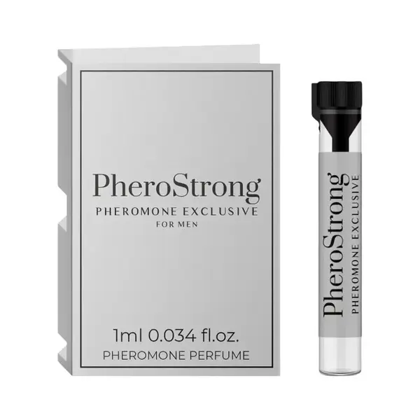 Mostră parfum cu feromoni PHEROSTRONG Exclusive For Men, pentru bărbați, note de bergamotă, piper și lavandă, 1 ml