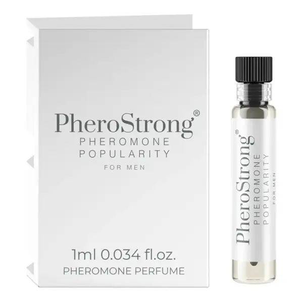 Mostră parfum cu feromoni PHEROSTRONG Popularity For Men, pentru bărbați, note de bergamotă, salvie și brad, 1 ml