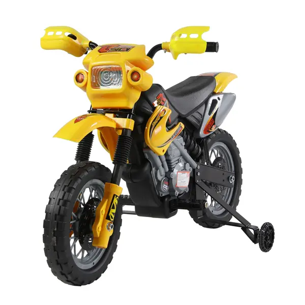 Moto Cross Electric pentru Copii HOMCOM cu Role, Galben | Aosom Romania