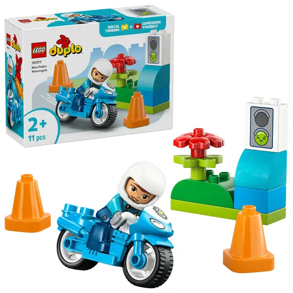 Motocicleta albastra de politie