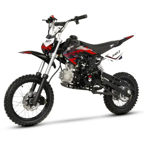 Motocicleta Cross Enduro copii 4T XTR 607, 125cc, roti 17 14, pornire pedala, culoare negru rosu