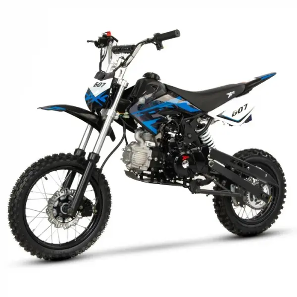Motocicleta Cross Enduro copii 4T XTR 607M, 125cc, roti 14 12, pornire pedala starter, pedala schimbator, culoare negru albastru