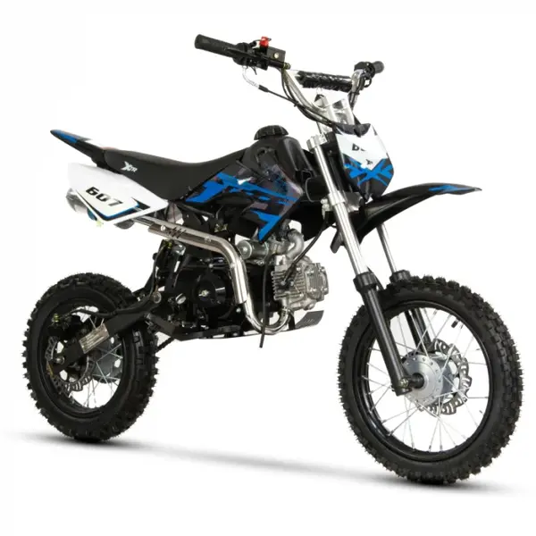 Motocicleta Cross Enduro copii 4T XTR 607M, 125cc, roti 14 12, pornire electromotor, transmisie automata, culoare negru albastru