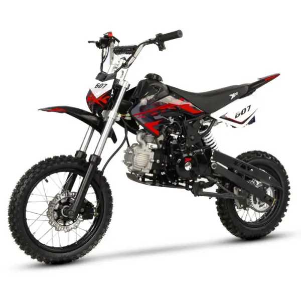 Motocicleta Cross Enduro copii 4T XTR 607M, 125cc, roti 14 12, pornire electromotor, transmisie automata, culoare negru rosu