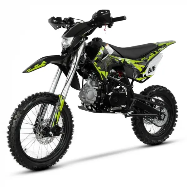 Motocicleta Cross Enduro copii 4T XTR 616, 125cc, roti 17 14, pornire electric + pedala, culoare negru lime