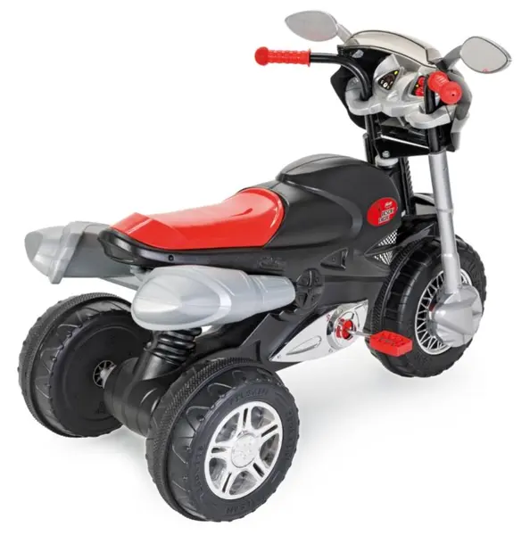 Motocicleta cu pedale pentru copii Pilsan Desert Eagle Black,detalii realistice,oglinzi retrovizoare,sezut ergonomic,greutate admisa 35 kg
