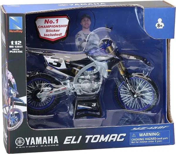 Motocicletă din metal Newray - Yamaha, Eli Tomac, 1:12