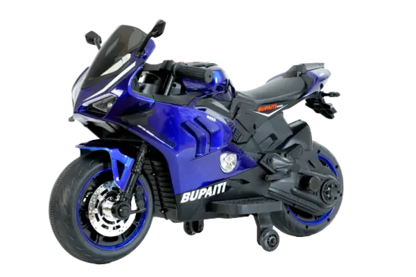Motocicleta electrica copii, Kinderauto BDQ888 70W 12V cu roti moi, Bluetooth, albastra